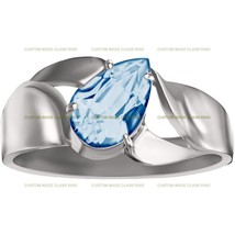 Silver 925 Women&#39;s Festive Essence Class Ring Pear Cut Graduation Gift for Her - £95.60 GBP