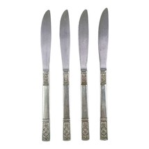 :ot of 4 Dinner Knife Knives Customcraft Stainless Steel CUS3 Fleur de Lis - $16.65