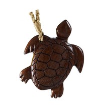Unique Hawaiian X-Large Koa Wood Sea Turtle Necklace, Hand - $131.73