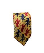 Vintage 70s 1960s Haband&#39;s Gold Red Navy Lion Print Mens MCM Tie Necktie - £20.51 GBP