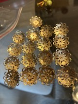 8 Pairs Clip On Earrings Findings VINTAGE Round Mesh Door Knocker Gold - £22.55 GBP