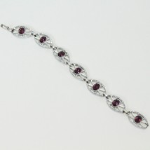 Sarah Coventry Silver Tone Purple Faux Amethyst Chain Bracelet 7.5 in Vi... - $15.67