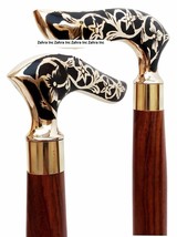 Handmade Designer Brass Handle Wooden Walking Cane Stick Vintage Victoria - £23.70 GBP