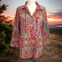 Lauren Ralph Lauren Paisley Shirt L Womens Button Up Multicolor Colorful... - £23.32 GBP