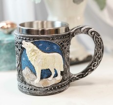 Starry Night Mountains Celtic Howling White Wolf Coffee Mug And Wine Gob... - £30.63 GBP