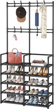5-Tier Entryway Coat Rack, Coat And Shoe Rack, Entryway Bench Storage, B... - $44.99
