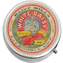 White Daisy Vintage Flower Tin Medical Pill Box Medicine Pill Box - $11.76