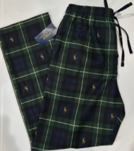 Polo Ralph Lauren Plaid Pajama Sleep Pants Men&#39;s Green Pony Logo Medium NWT - £25.16 GBP