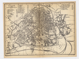1885 Antique City Map Of Lille / France - £14.21 GBP