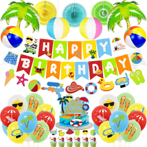 Summer Beach Party Decorations, Beach Theme Pool Birthday Party Supplies Includi - £24.34 GBP