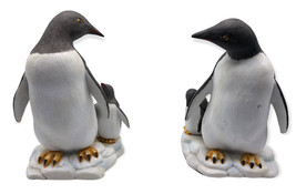 Fitz & Floyd Penguin Bookends Set Lot 2 Figurines Bisque Ceramic Weighted 7.5" - $83.79
