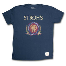 Stroh&#39;s Classic Logo Retro Vintage T Shirt Blue - £18.87 GBP