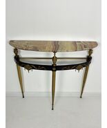 Mid-Century Brass, Lacquered Beech and Marble Console Table 1950s-
show ... - $1,933.34 CAD