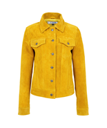 DR213 Women&#39;s Retro Classic Levi Style Leather Jacket Yellow - £108.49 GBP