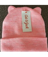 Girls&#39; Solid Cuffed Beanie - Cat &amp; Jack™ Coral Colored With Cat Ears ~ O... - £11.82 GBP