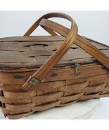 Vintage Picnic Basket FARMHOUSE Decor 13x11x6 Inch w/ Original Hardware ... - $46.99