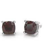 Garnet 6mm Cushion Stud Earrings in 14k White Gold - $319.00