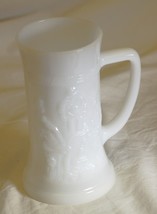 Federal White Milk Glass Tankard Beer Mug Embossed Pub Tavern Scene - $14.84