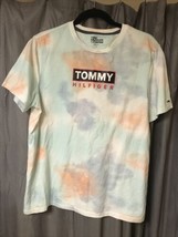 Vtg Tommy Hilfiger Men&#39;s M Tie-dye T-shirt Abstract Pastels Orange Blue Mint S/S - £14.69 GBP