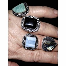Choose one sterling silver ring with natural stone for $32 - £25.03 GBP