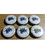 6 MILLER LITE - Bottle Cap Crown -   Gold White Blue - Miller - $2.00