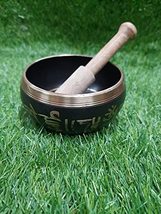 PG COUTURE Brass Antique Tibetan Singing Bowl Set for Meditation black color wit - £16.85 GBP