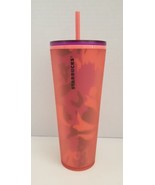 Starbucks 2022 Spring Red Floral Soft Touch Venti 24oz Tumbler - £19.37 GBP
