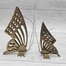 Vintage MCM Solid Brass Butterfly Set of 2 Spring Nature Decor  Interpur Taiwan - $21.78