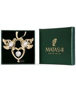Matashi 24K Gold Plated Love Doves Hanging Ornament w Crystals Mother&#39;s ... - $434.42 MXN