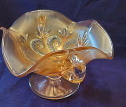 CARNIVAL GLASS MARIGOLD COMPOTE QUESTION MARKS PATTERN image 2