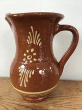 Terre De Soufflenheim Vino Brown Painted Pottery Floral Wine Jug Pitcher... - $49.49