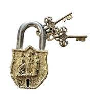 antique padlock with keys brass lock ram parivaar - £38.96 GBP