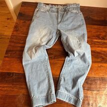 Light Wash Denim Jogger Jeans Womens Plus Size 18 Paperbag Waist High Rise - $22.77