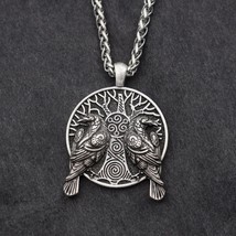 Norse Nordic Viking Valknut Odin Moon Fenrir Ravens Tree Rune Necklace Pendant - £15.79 GBP