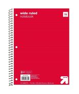 Up&amp;up Wide Ruled 1 Subject Spiral Notebook Red 70 Pages 3 Hole Punched - €10,18 EUR