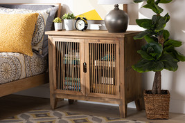 Aiden Rustic Medium Oak Finished 2-Door Wood Spindle Accent Storage Cabinet - $3,284.46 MXN
