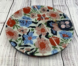 TMD Retail Pink Blue Red Glass Floral 10&quot; Dinner Plates Set of 4 - £38.15 GBP
