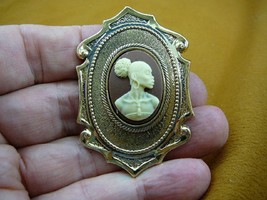 (CA10-115) RARE African American LADY brown + ivory CAMEO scrolled Pin Pendant - £21.61 GBP