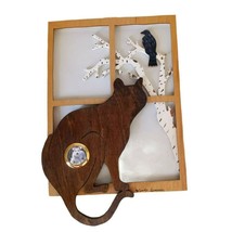 Cat with Bird in Window Handmade Wood Picture Frame 12.25 x 8.25&quot; Signed - $15.93