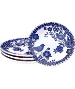Blue Dinner Plate Set Dinnerware Dishes Vintage Ceramic Floral Salad Rou... - £38.83 GBP