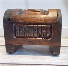 Honduras Hand Carved Dome Hinged Lid Wooden Trinket Box  - £7.74 GBP