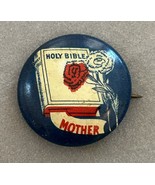 Vintage Mother Holy Bible Lapel Button Pin Lithograph Red White Blue Rel... - £8.63 GBP