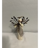 Resin Snowman Angel Figurine Playing Flute - $15.99