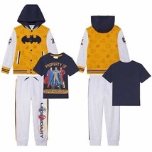 Dc Justice League ~ Batman Superman Flash ~ 3-Pc Set Jacket Tee Jogger ~ Size 4 - £30.07 GBP