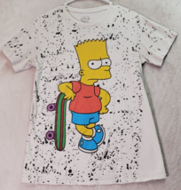 The Simpsons Bart Shirt Unisex Small White Graphic Print Short Sleeve Crew Neck - £10.38 GBP