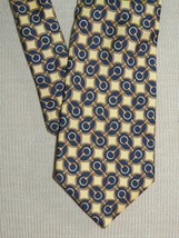 Burberry London France Neck Tie / Necktie Silk yellow blue chain link 59&quot;x3.5&quot; - £21.57 GBP