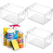 Pack Of 4 Plastic Kitchen Organization Pantry Storage Bins - Fridge Organizer Ho - £32.04 GBP