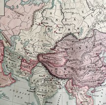 1879 Political Map Of Asia Victorian Atlas Harpers Geography 1st Edition... - $79.99
