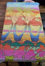 Vintage JC Pennys Beach Bath Towel 37x61 Tropical Parrots Colorful Cotton - £32.81 GBP