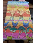 Vintage JC Pennys Beach Bath Towel 37x61 Tropical Parrots Colorful Cotton - £33.14 GBP